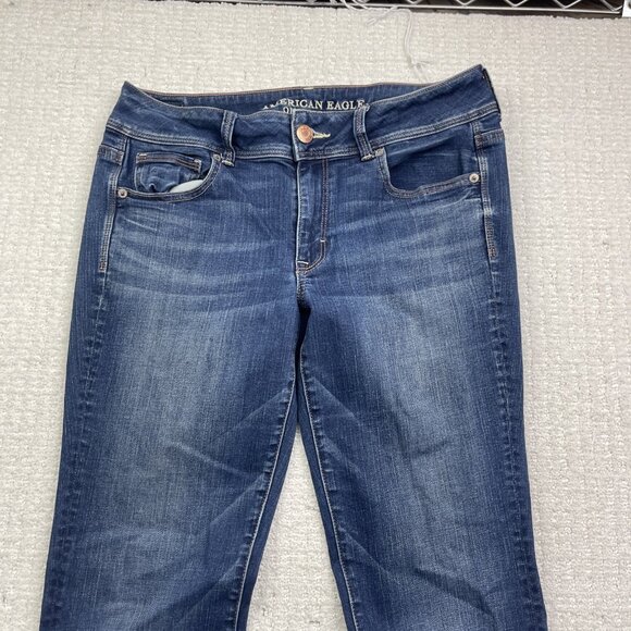American Eagle Kick Boot Jeans Women’s Size 10 Long Super Stretch Cowboy Flare - Picture 2 of 12